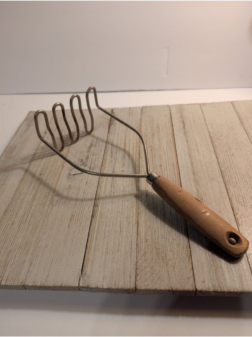 Vintage 9" Veggie Potato Masher Wood Handle #2